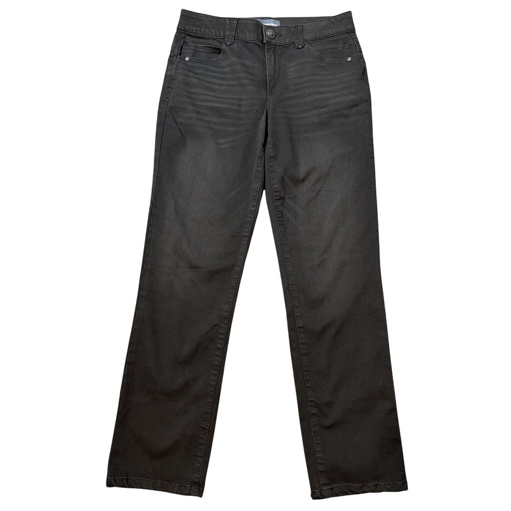 Democracy Pants Womens 8 Ab'solution Straight Leg Black Whiskered B1560S9LI